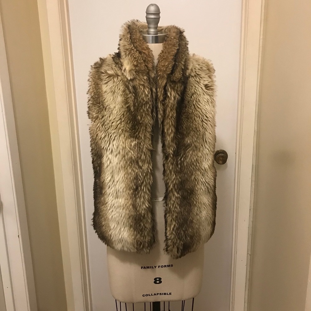 Faux Fur Vest in brown mix
